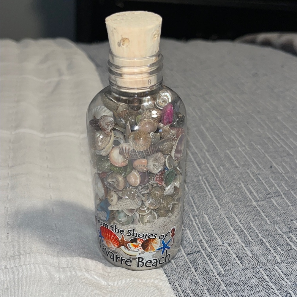 Decorative Sand & Shells Bottle Souvenir From Navarre Beach Florida